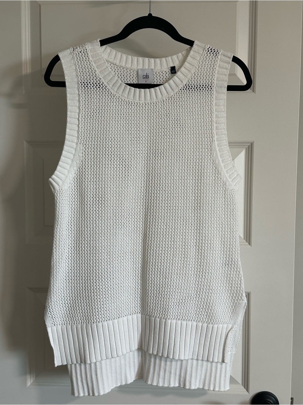 Cabi Summer Vest White Knit Tank Top Size Small Coastal Style